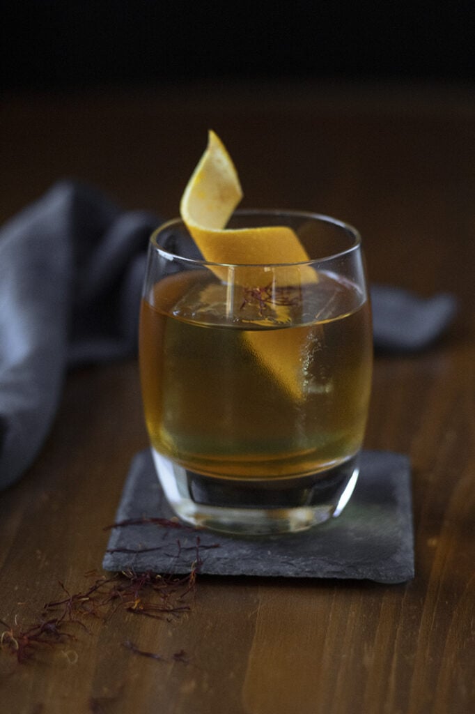 Saffron Honey Rum Old Fashioned Moody Mixologist