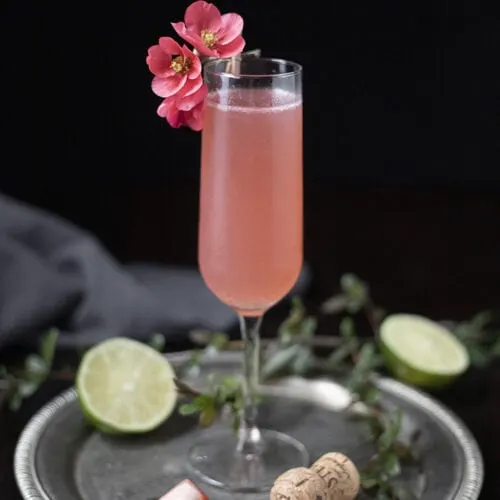 pink cocktail in a champagne flute