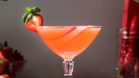 Strawberry Rhubarb Gin Sour